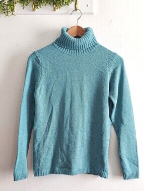 Benedetta B. Italian Merino Wool Cashmere Turtleneck Sweater Medium Aqua Blue